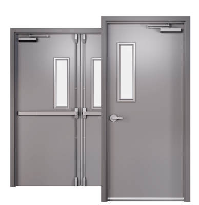 Zowor Fireproof Metal Door Modern Design Stainless Steel Kick Plate Push Bar Total Project Solution High-Traffic Areas Airport